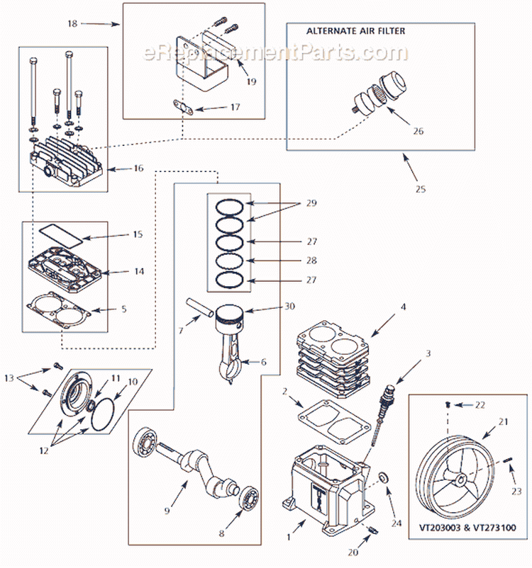 Page B Diagram and Parts List for VT617206 2003 Campbell Hausfeld Compressor